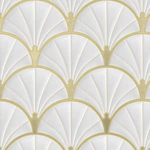 Art Deco Metallic Gold und Weiß Wallpaper