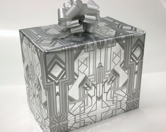 Great Catsby Metallic Silver Wrapping Paper