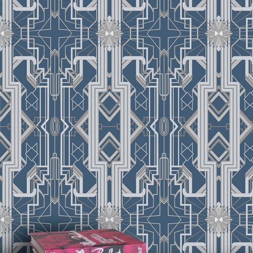 The Great Catsby (Steel Blue) Wallpaper
