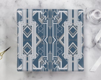 Great Catsby Wrapping Paper, Steel Blue and Gray