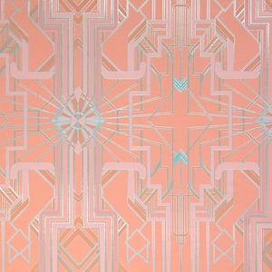 Art Deco Catsby peach and Teal W/ Spot Gloss Wallpaper - Etsy