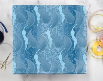 Art Nouveau Wrapping Paper, Sapphire Blue