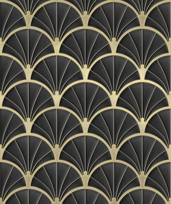 Art Deco Metallic Gold and Black Wallpaper