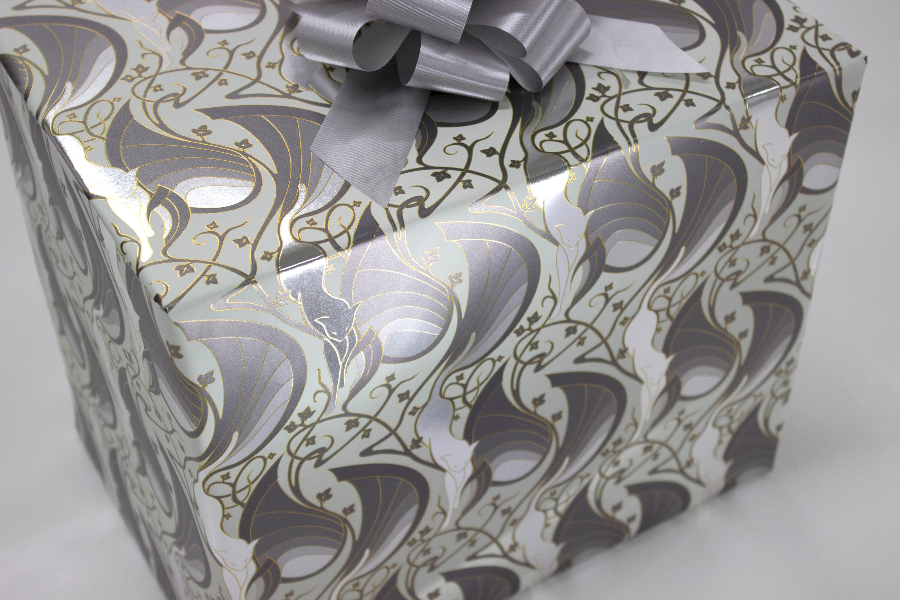 Great Catsby Metallic Light Blue and Silver Wrapping Paper 