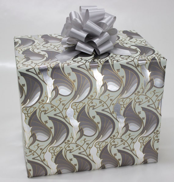 Art Nouveau Metallic Silver and Cream Wrapping Paper Etsy Canada