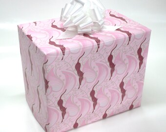 Art Nouveau Pink Cat Wrapping Paper