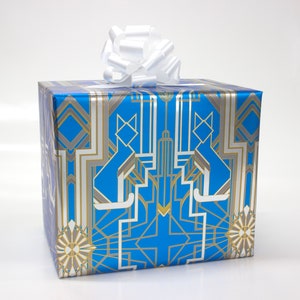 Great Catsby Metallic Light Blue and Silver Wrapping Paper