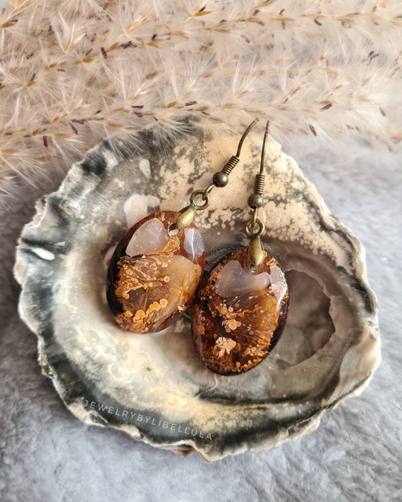 Orsolya in Rusty Brown Milkyshimmer/handmade Earrings/unique