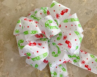 Candy Cane Bow- Christmas Bow, Wreath Bow, Decor Bow