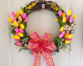 Tulip Flower Wreath- Wreaths, Spring Wreaths, Spring Decor