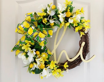 Lemon Wreath- Front Door Wreaths, Summer Wreaths, Front Door Sign