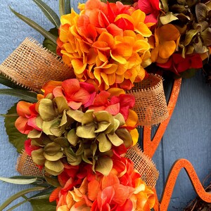 Hydrangea Fall Wreath Flower Wreath, Wreaths, Fall Wreaths, Door Sign, Hi Sign image 3