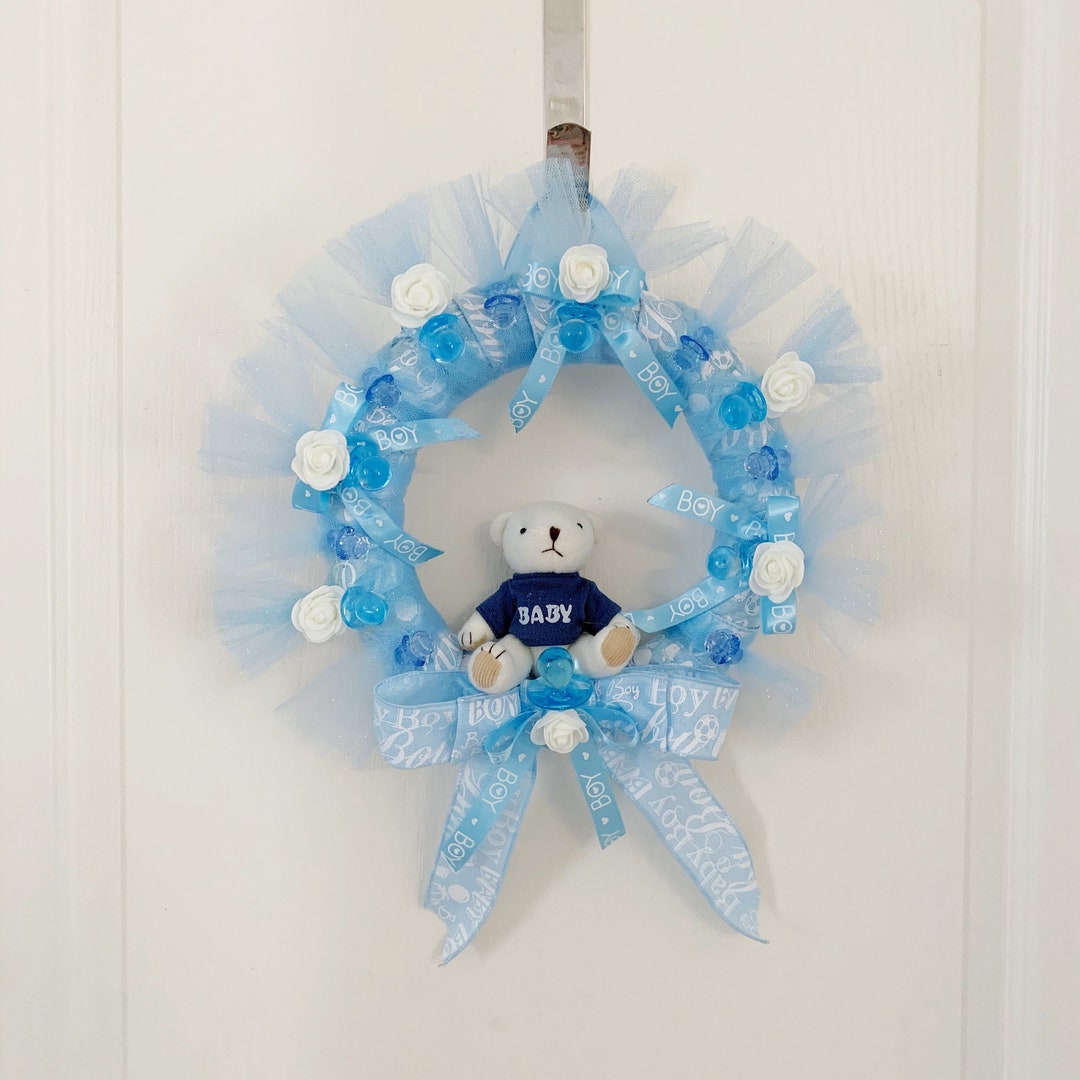 Baby Boy Wreath Newborn Wreaths Babyshower Blue Wreath Etsy