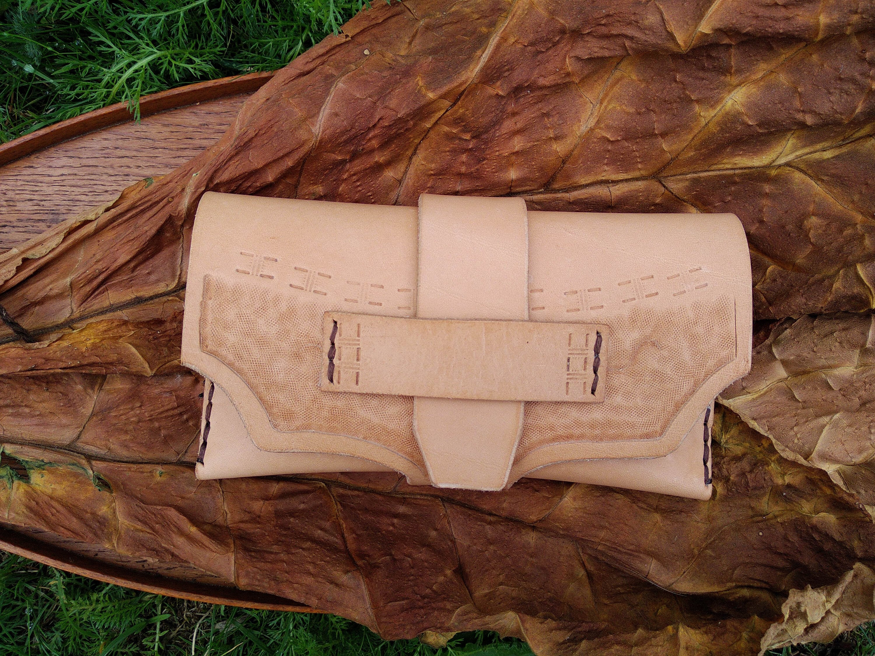 antique leather tobacco pouch Leather Tobacco Pouch Historical Style Handmade + Handcarved Decoration