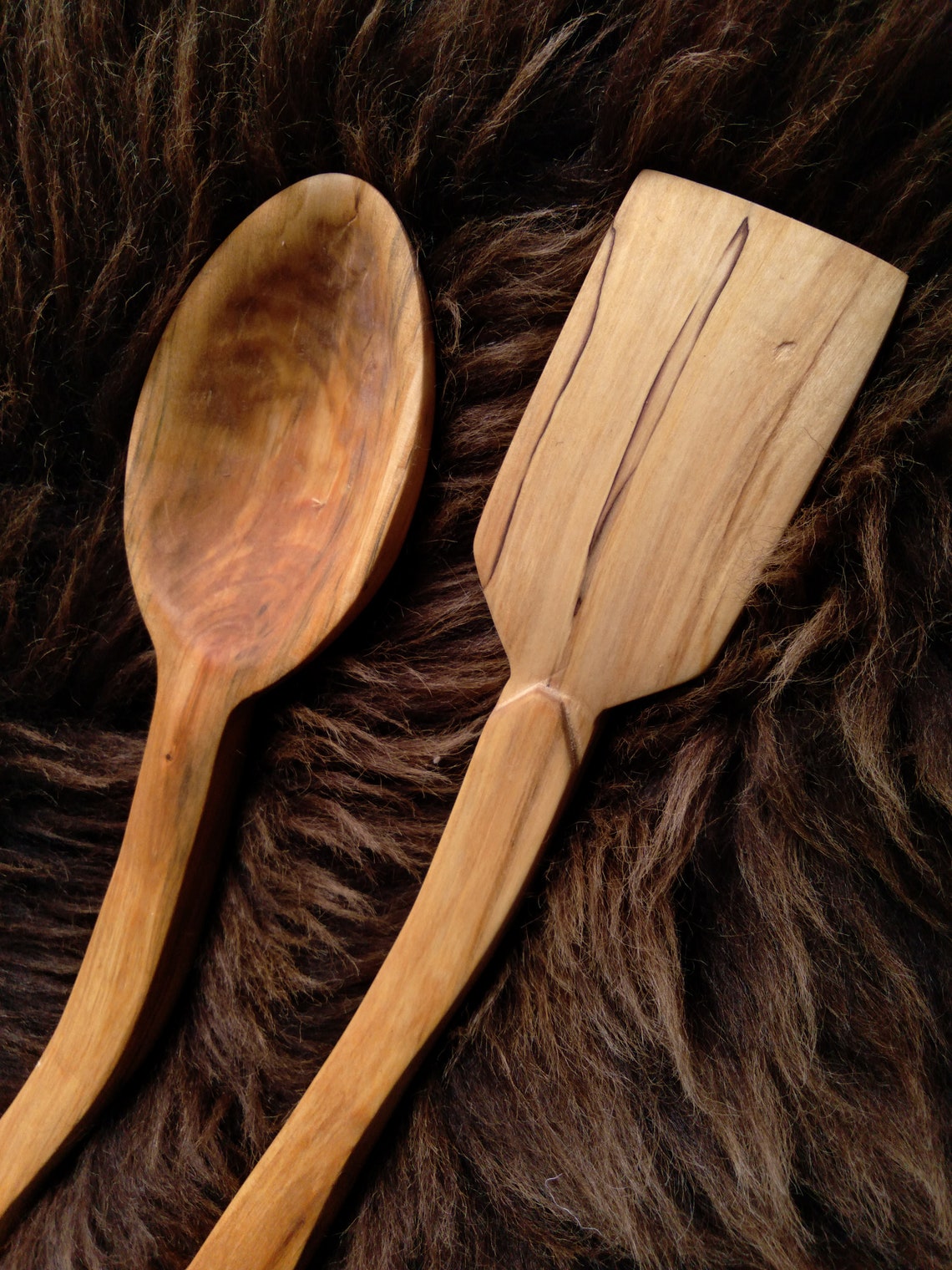 Large Medieval Wooden Cooking Spoons 2 Piece Spatula and Spoon Etsy