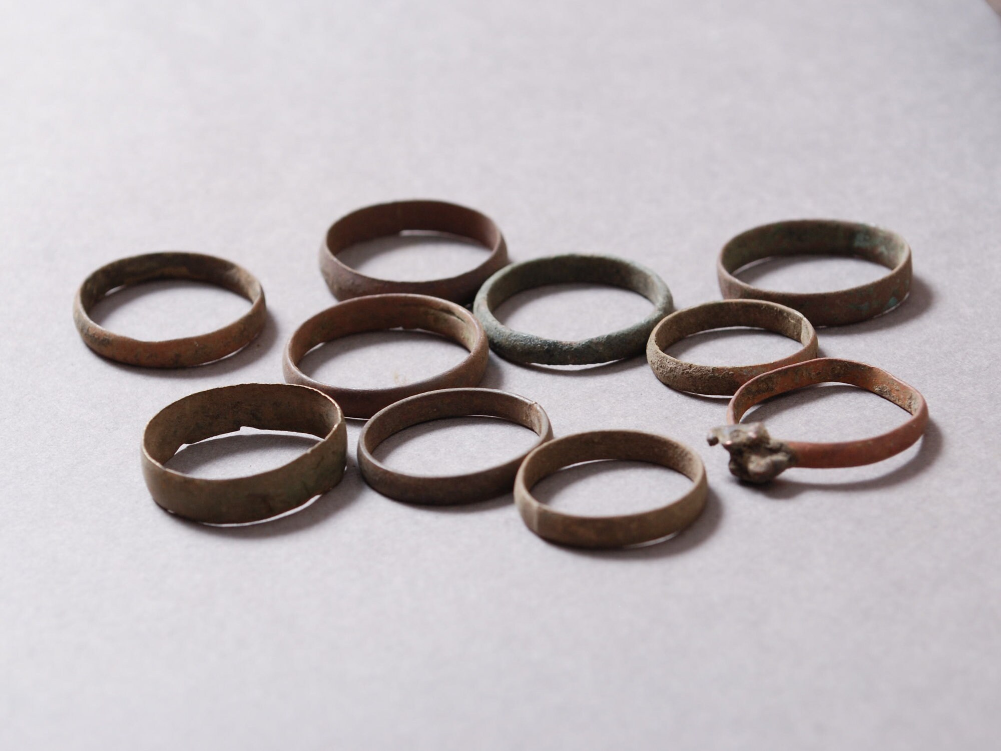 Set of 10 Antique metal rings jewelry original dark patina Etsy