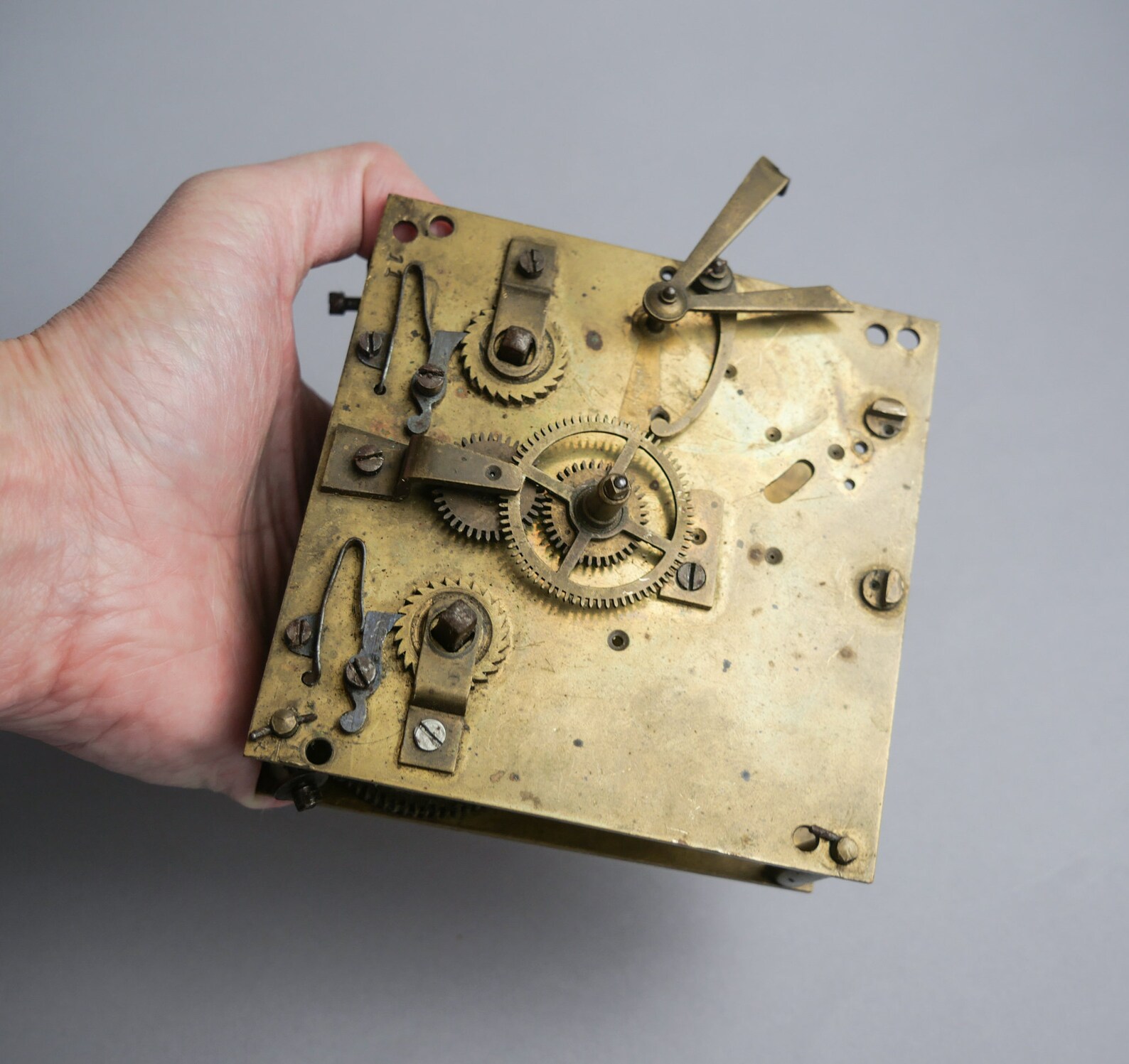 Antique solid brass mechanical clock parts mechanism gears Etsy