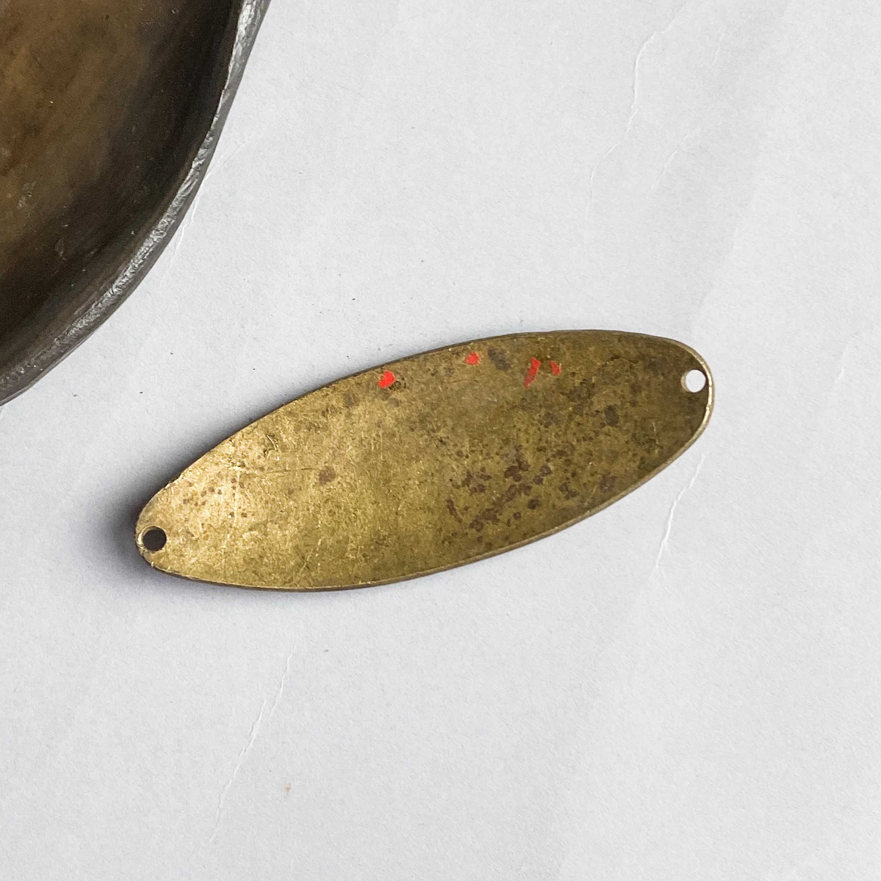 Antique solid brass fishing spoon lure with holes Metal Etsy
