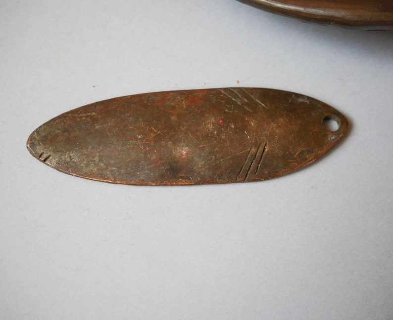 Antique solid brass fishing spoon lure with holes Metal Fishing Lure Baits original dark patina