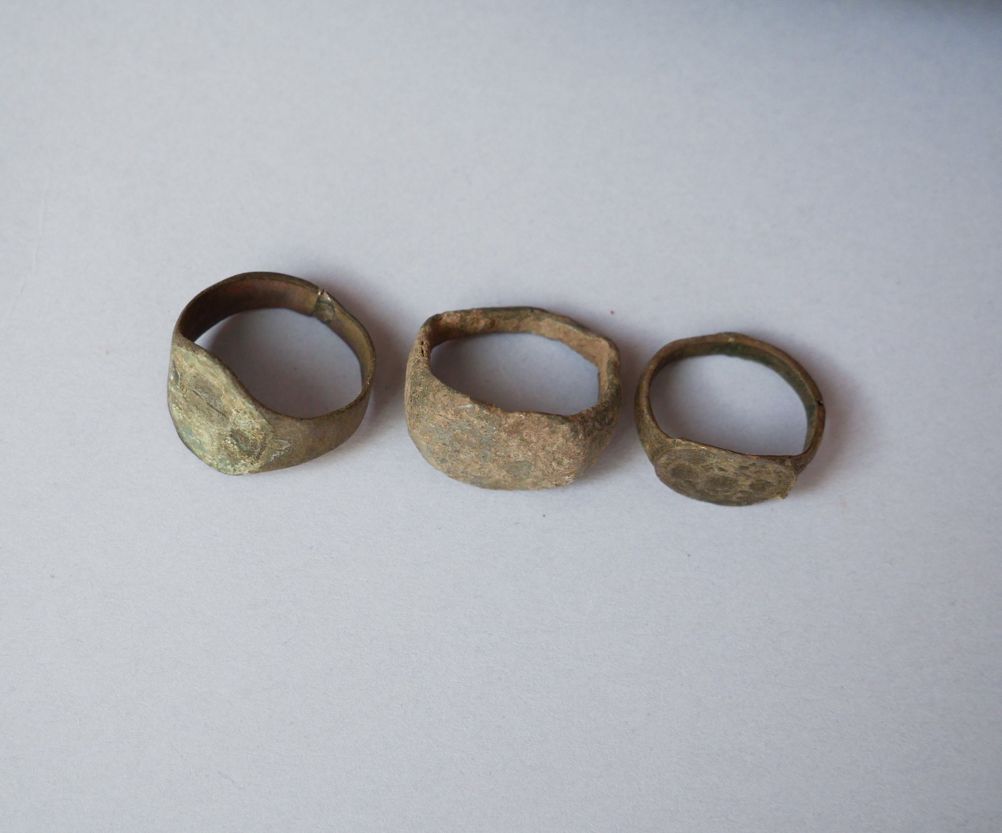 Set of 3 Antique metal rings jewelry original dark patina Etsy