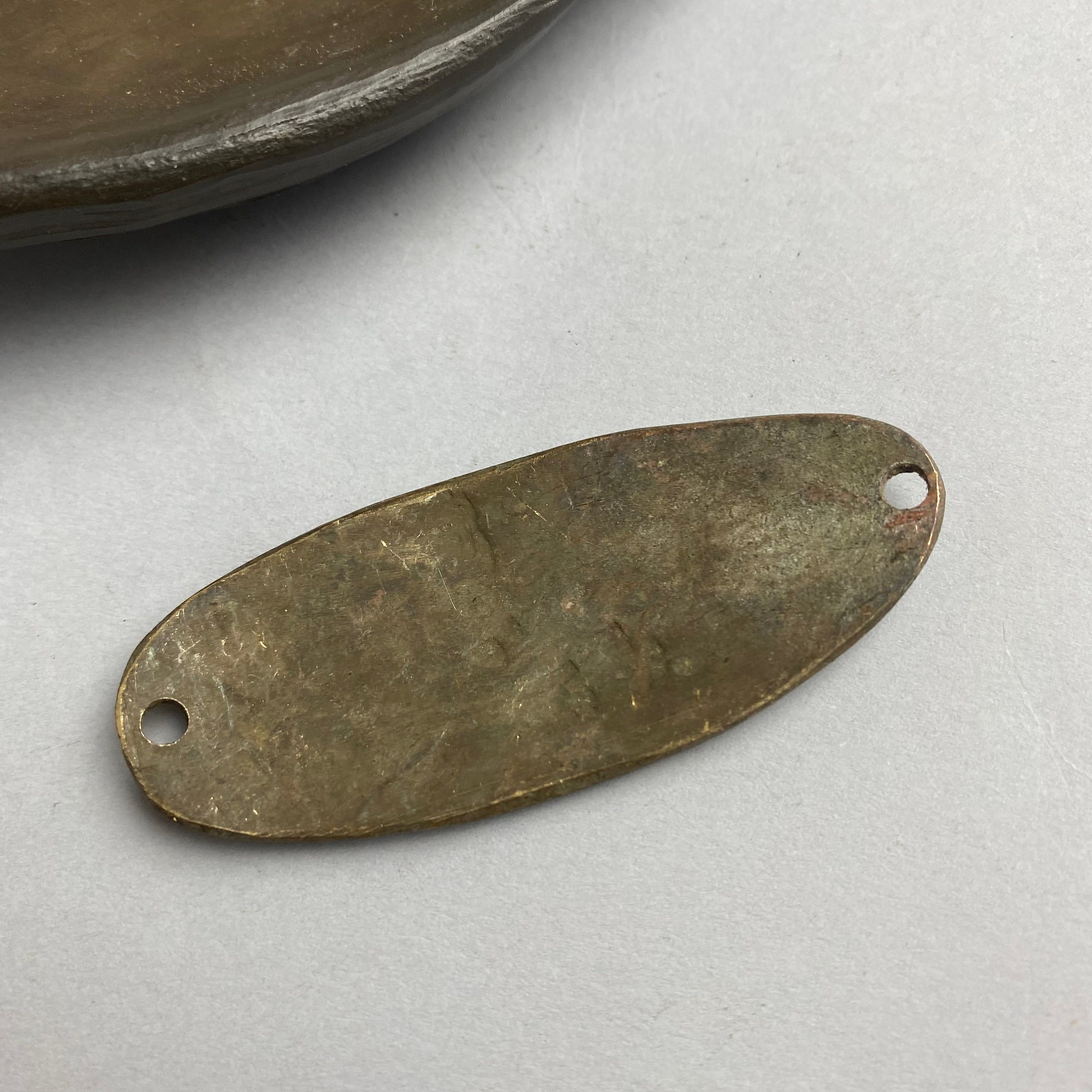 Antique solid brass fishing spoon lure with holes Metal Etsy