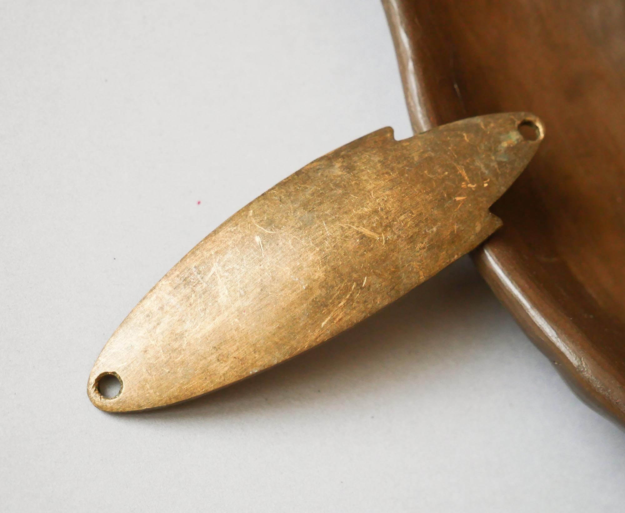Antique Solid Brass Fishing Spoon Lure With Holes Metal Etsy
