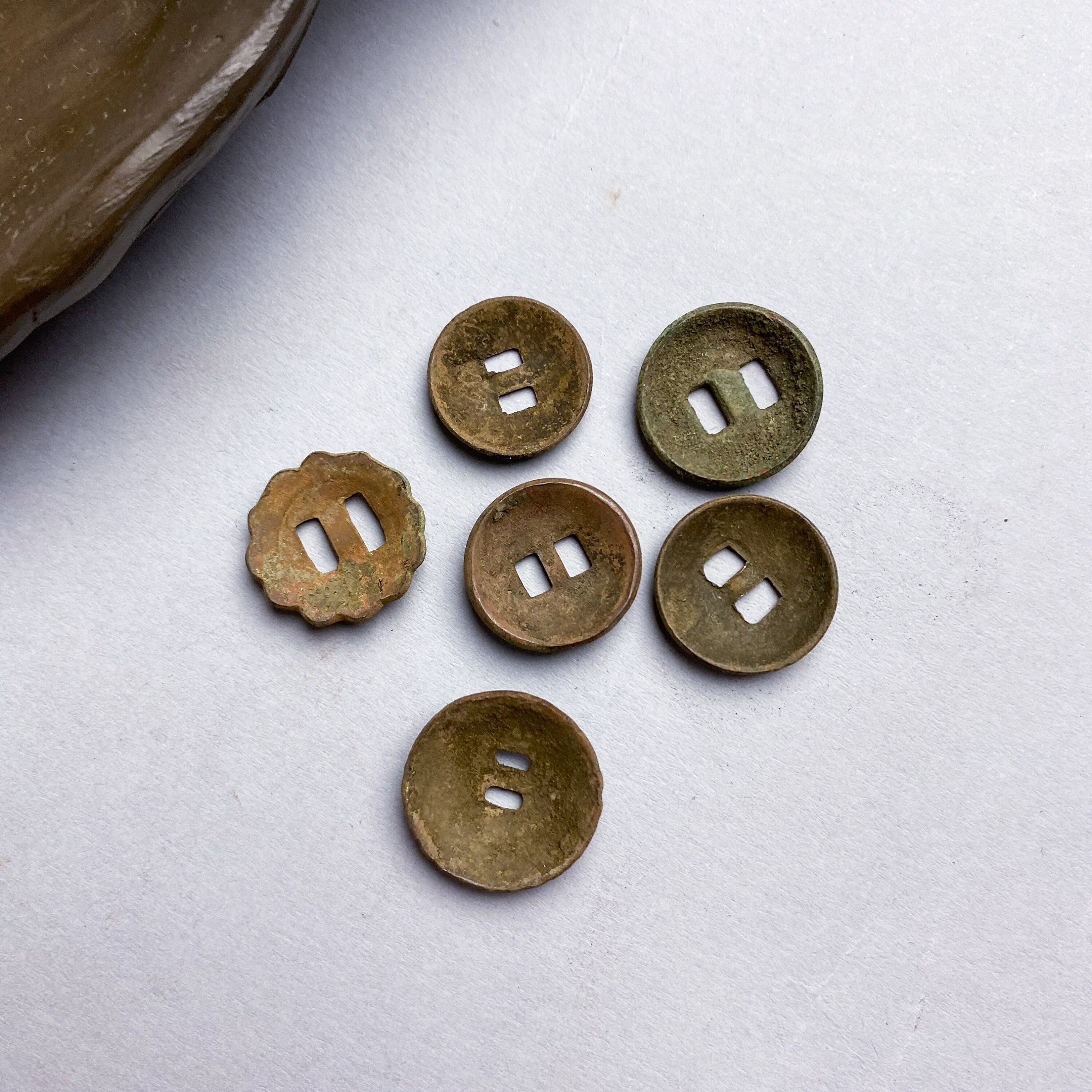 Set of 6 Antique small miniature brass buttons parts of old Etsy