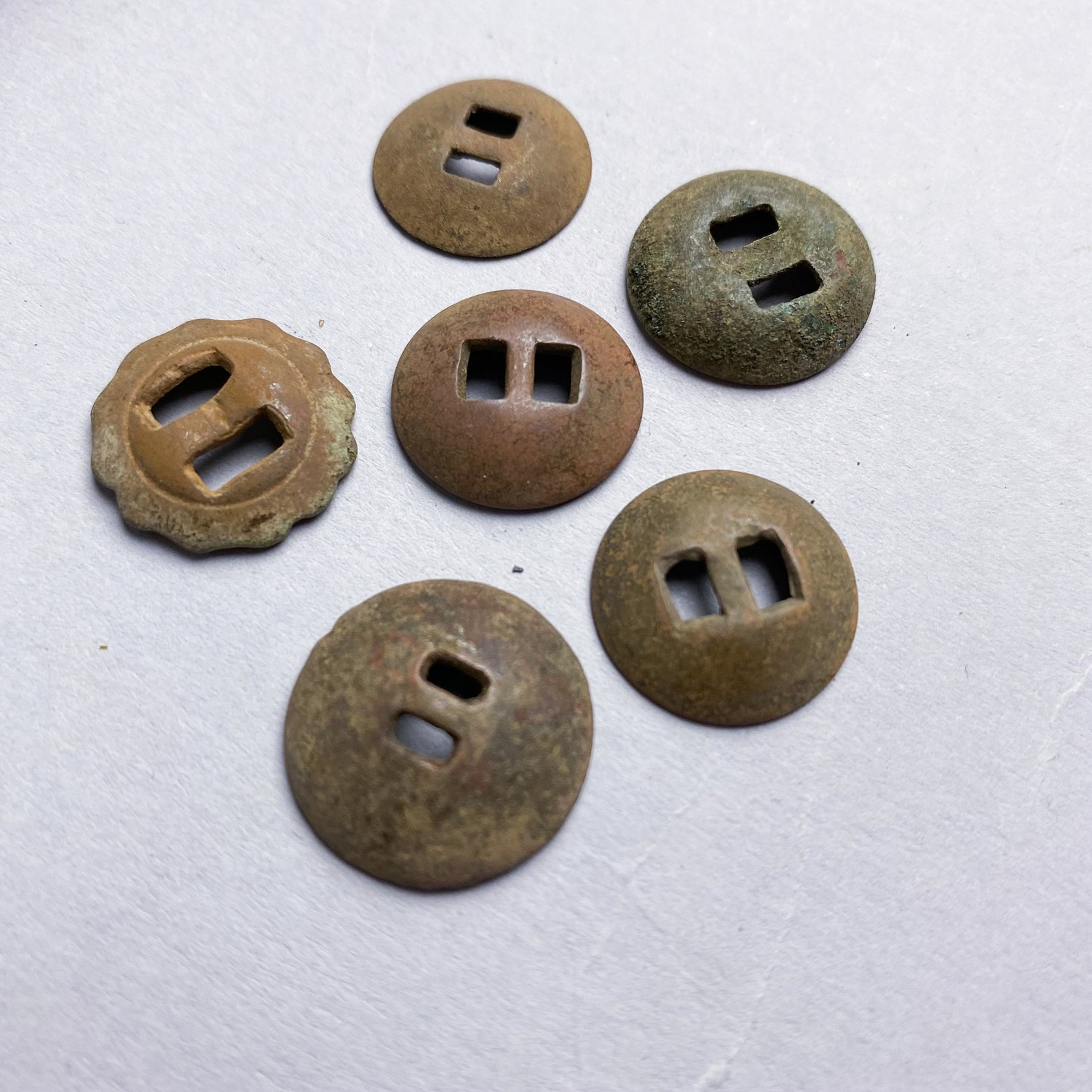 Set of 6 Antique small miniature brass buttons parts of old Etsy