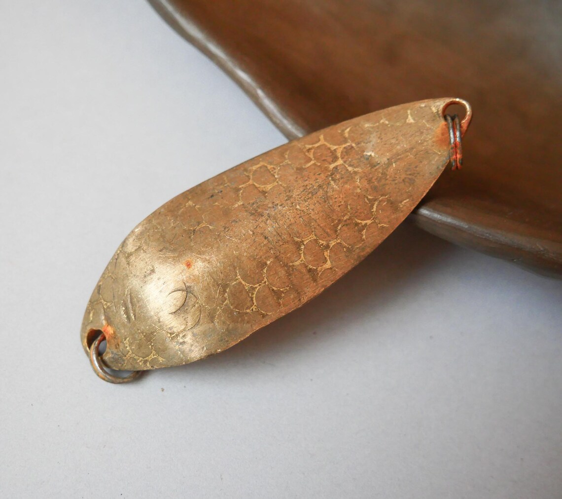 Antique Solid Brass Fishing Spoon Lure Metal Fishing Lure Etsy