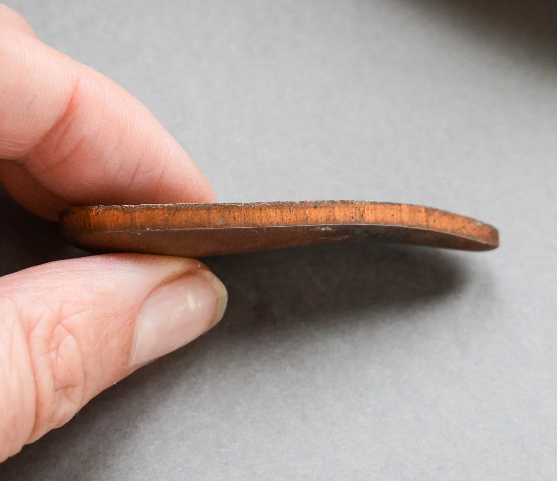 Antique solid copper fishing spoon lure without hole Metal Etsy