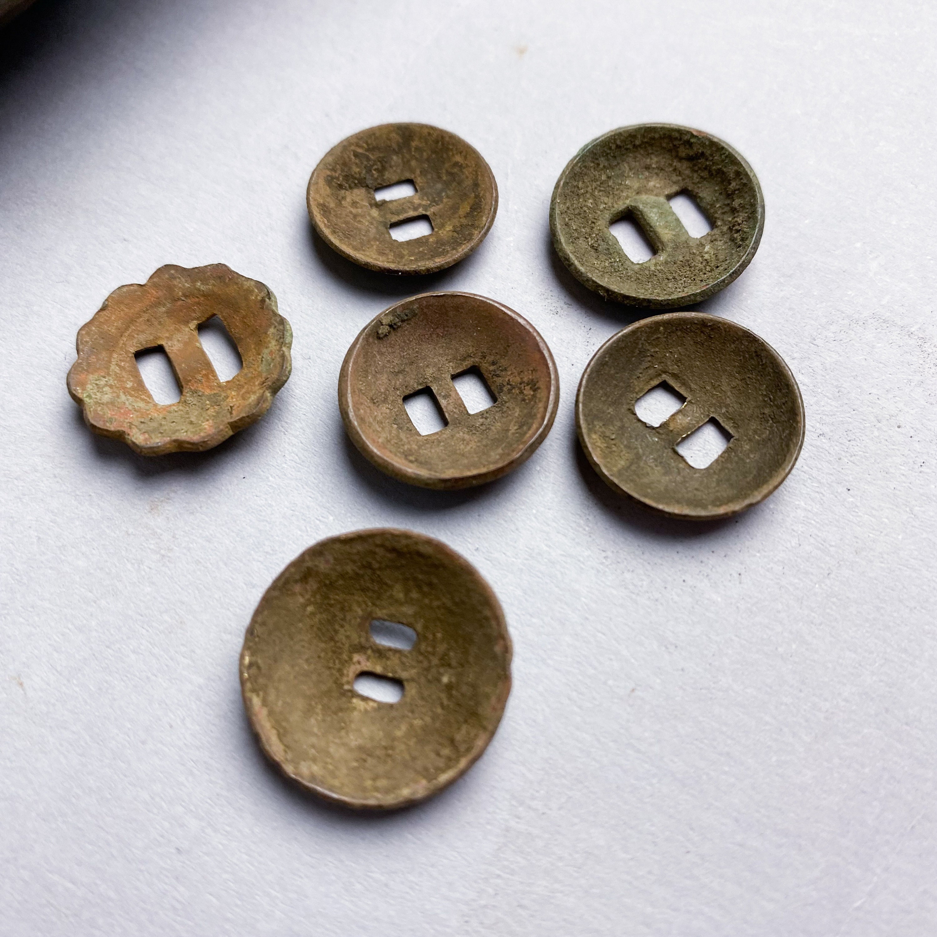 Set of 6 Antique small miniature brass buttons parts of old Etsy