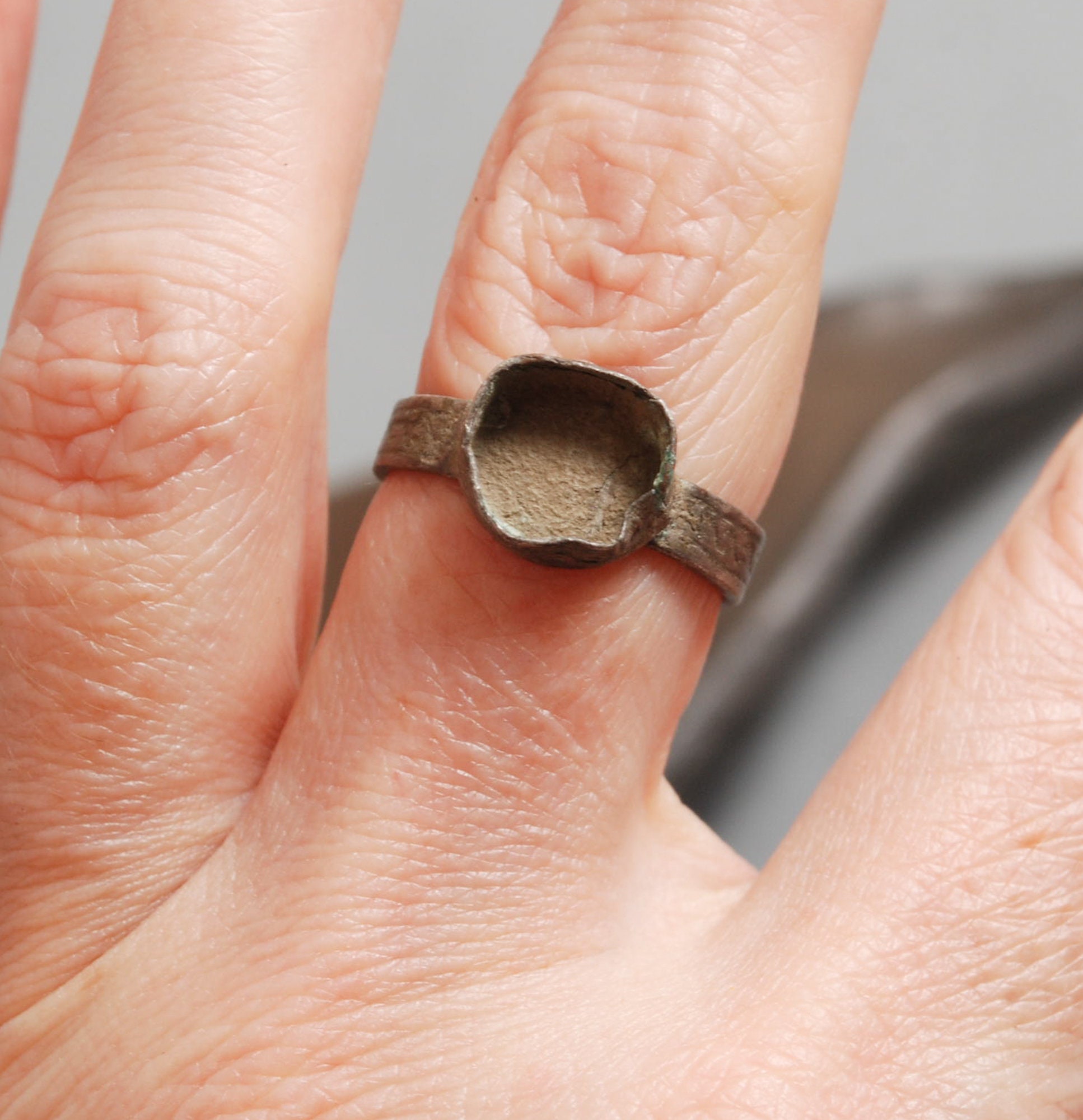 Antique brass bronze ring jewelry original dark patina Etsy