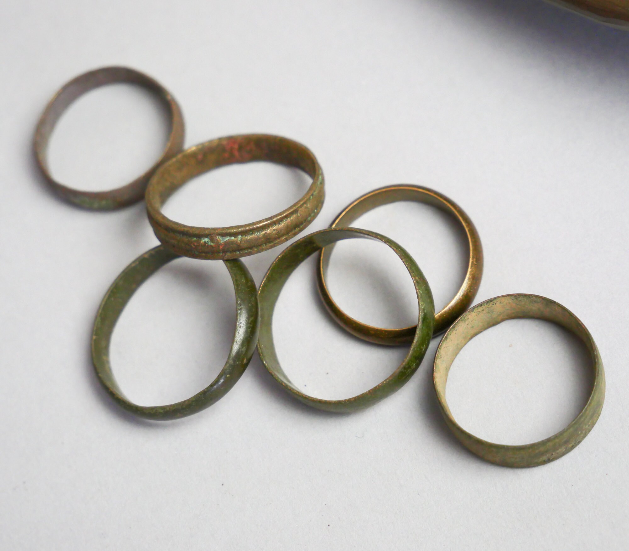 Set of 6 Antique brass and metal finger rings jewelry Etsy