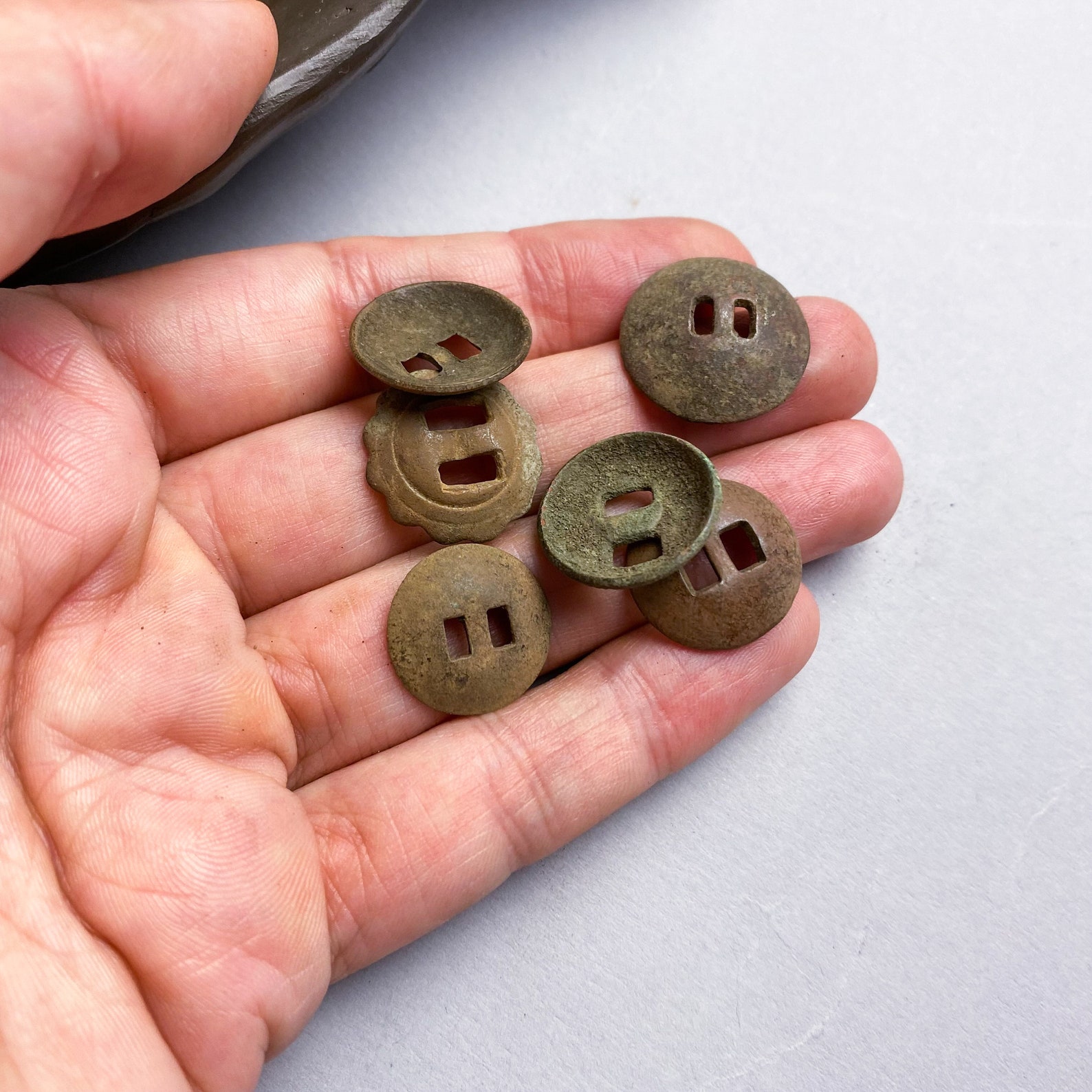 Set of 6 Antique small miniature brass buttons parts of old Etsy