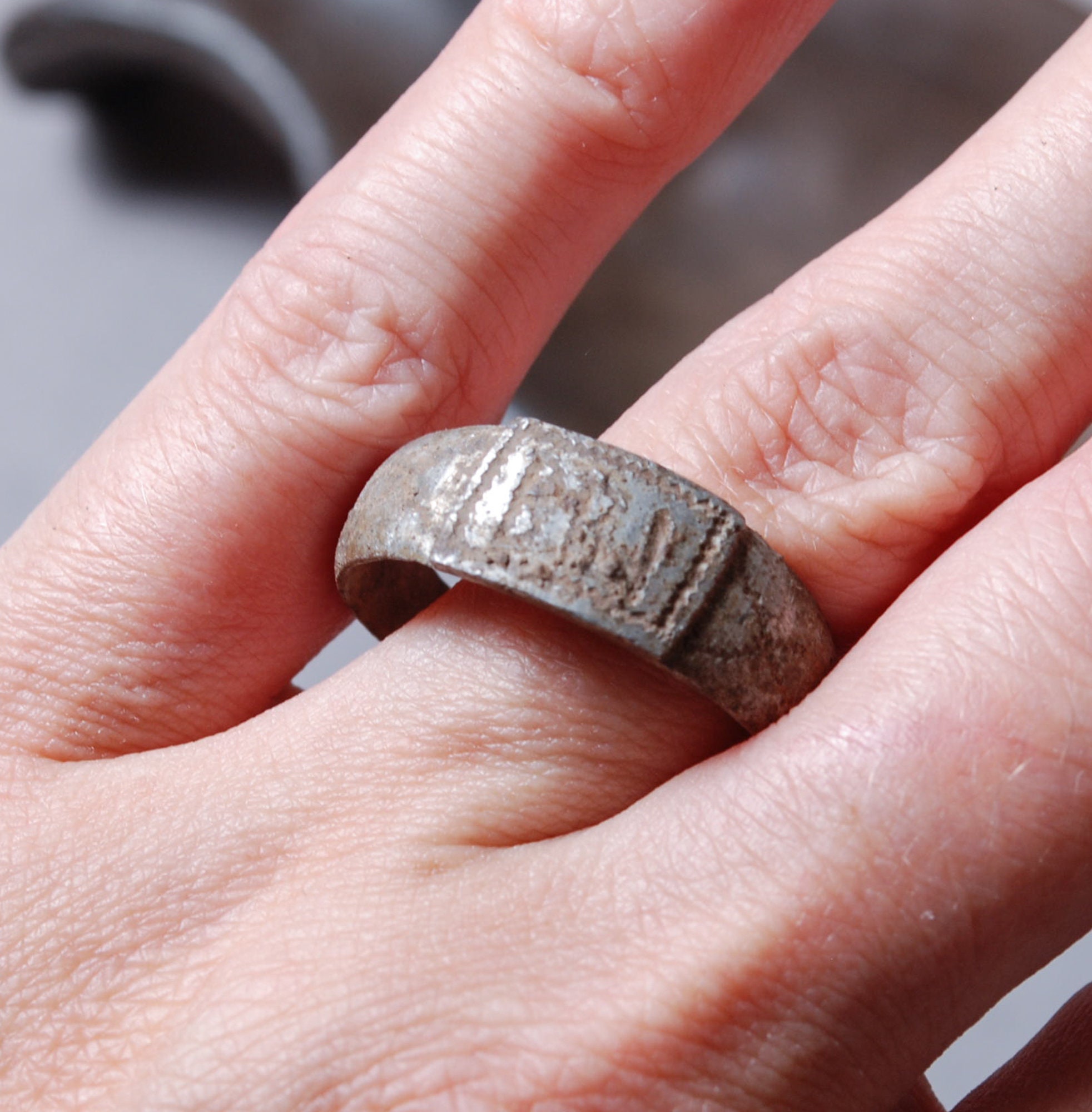 Antique metal ring jewelry original dark patina woman Etsy