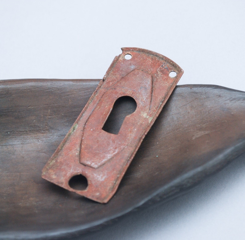 dark patina Antique brass key hole escutcheon plate with hole