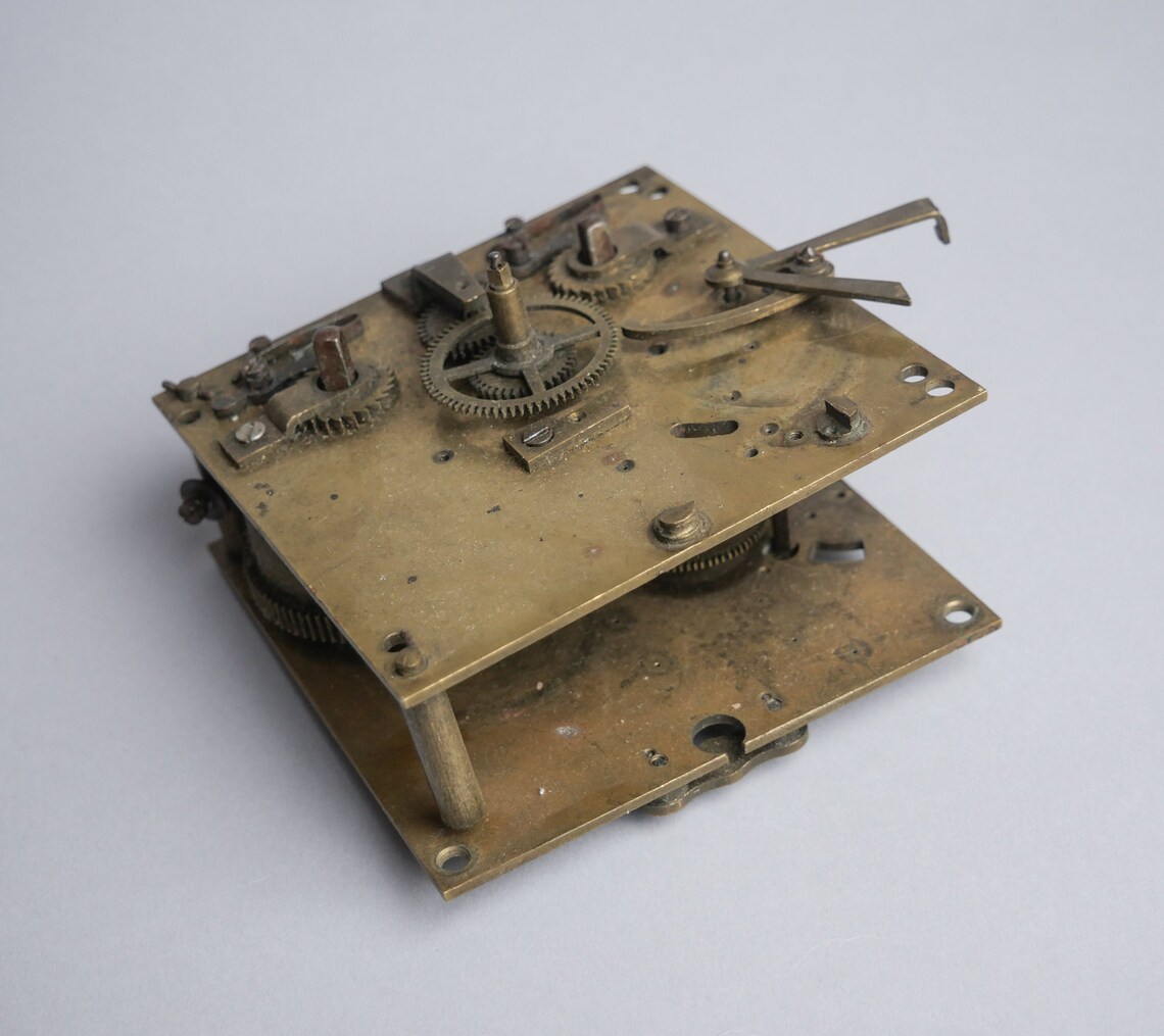 Antique solid brass mechanical clock parts mechanism gears Etsy