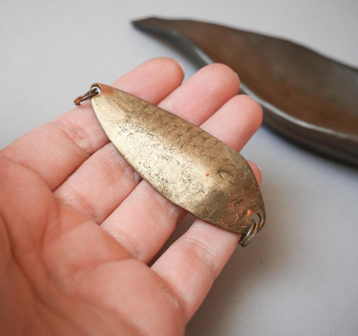 Antique Solid Brass Fishing Spoon Lure Metal Fishing Lure Etsy