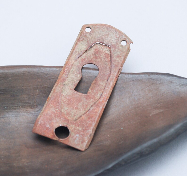 dark patina Antique brass key hole escutcheon plate with hole