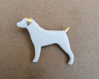 Jack Russell porcelain and gold dog brooch FABIENNE (ceramic brooch) La Belle au bois