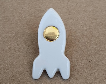 Rocket Brooch, Gold, Porcelain FREDERIC (Rocket pin) La Belle au bois