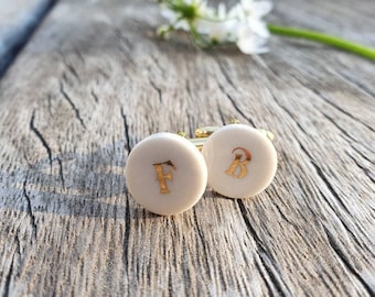 SEBASTIEN personalized porcelain cufflinks (ceremony), Beauty in the Woods