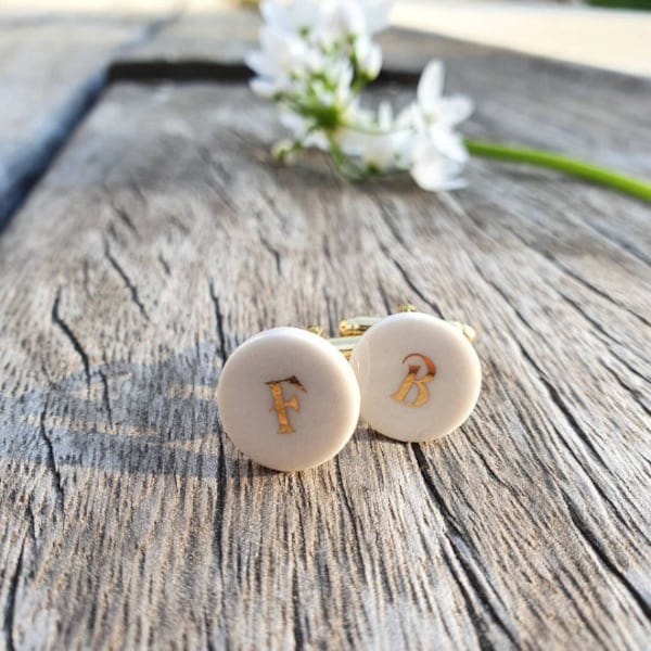 SEBASTIEN personalized porcelain cufflinks (ceremony), Beauty in the Woods