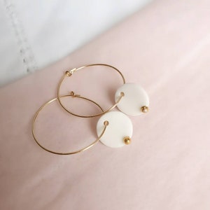 Gift for her VALERIE porcelain and gold hoop earrings (gold hoop earrings) La belle au bois