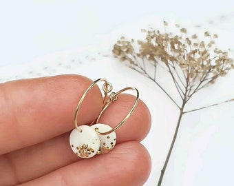 Mini golden Creoles Porcelain and gold Gold filled 14 K LAURENCE porcelain earring La belle au bois