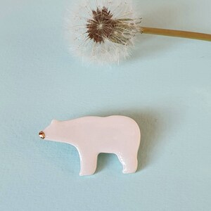 Polar Bear Brooch, Gold, Porcelain ANTOINE ice floe Beauty in the Woods image 3