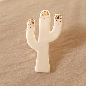 Cactus brooch in Porcelain and gold shards JUDITH delicate gift Beauty in the Woods image 6