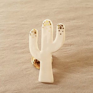 Cactus brooch in Porcelain and gold shards JUDITH delicate gift Beauty in the Woods image 2