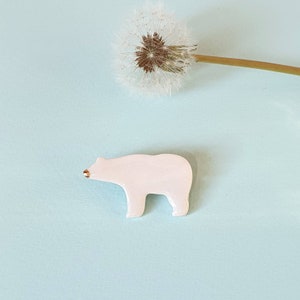 Polar Bear Brooch, Gold, Porcelain ANTOINE ice floe Beauty in the Woods image 2