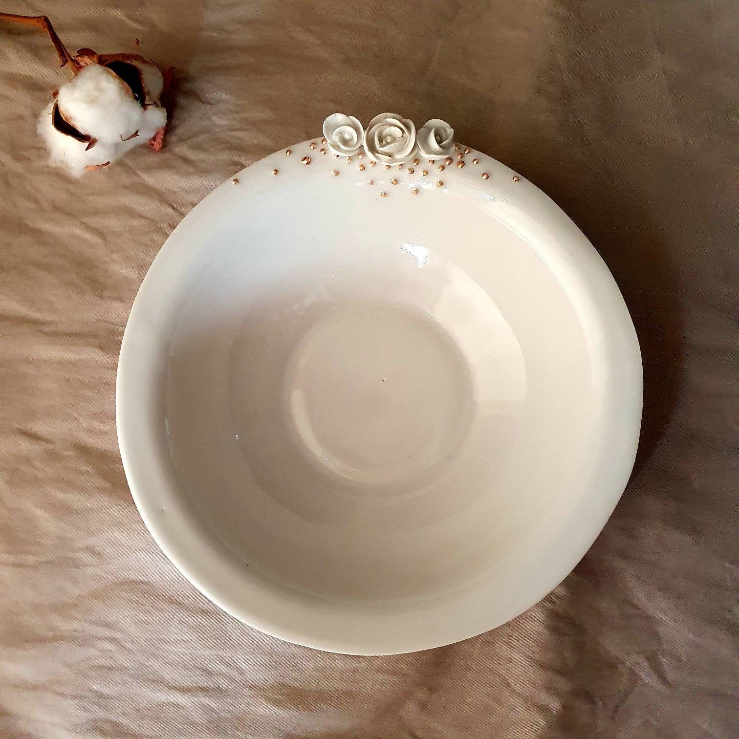 Petite Assiette Creuse Blossom Porcelaine et Or | Home Decor
